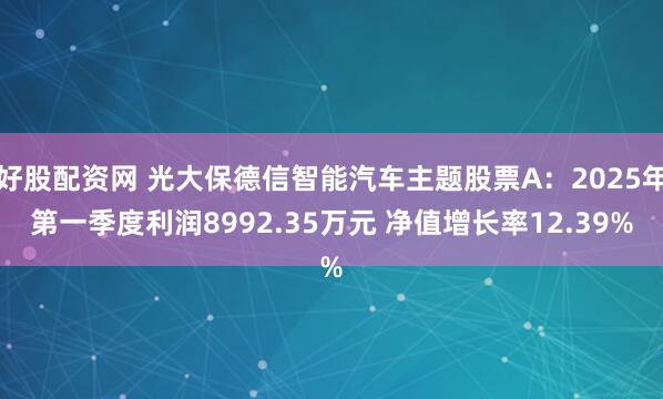 好股配资网 光大保德信智能汽车主题股票A：2025年第一季度利润8992.35万元 净值增长率12.39%